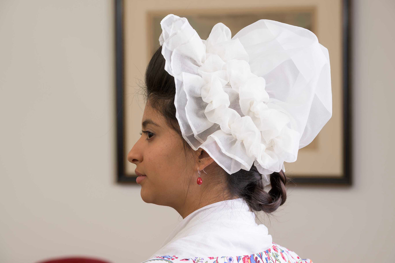 Ruffled Organza Cap