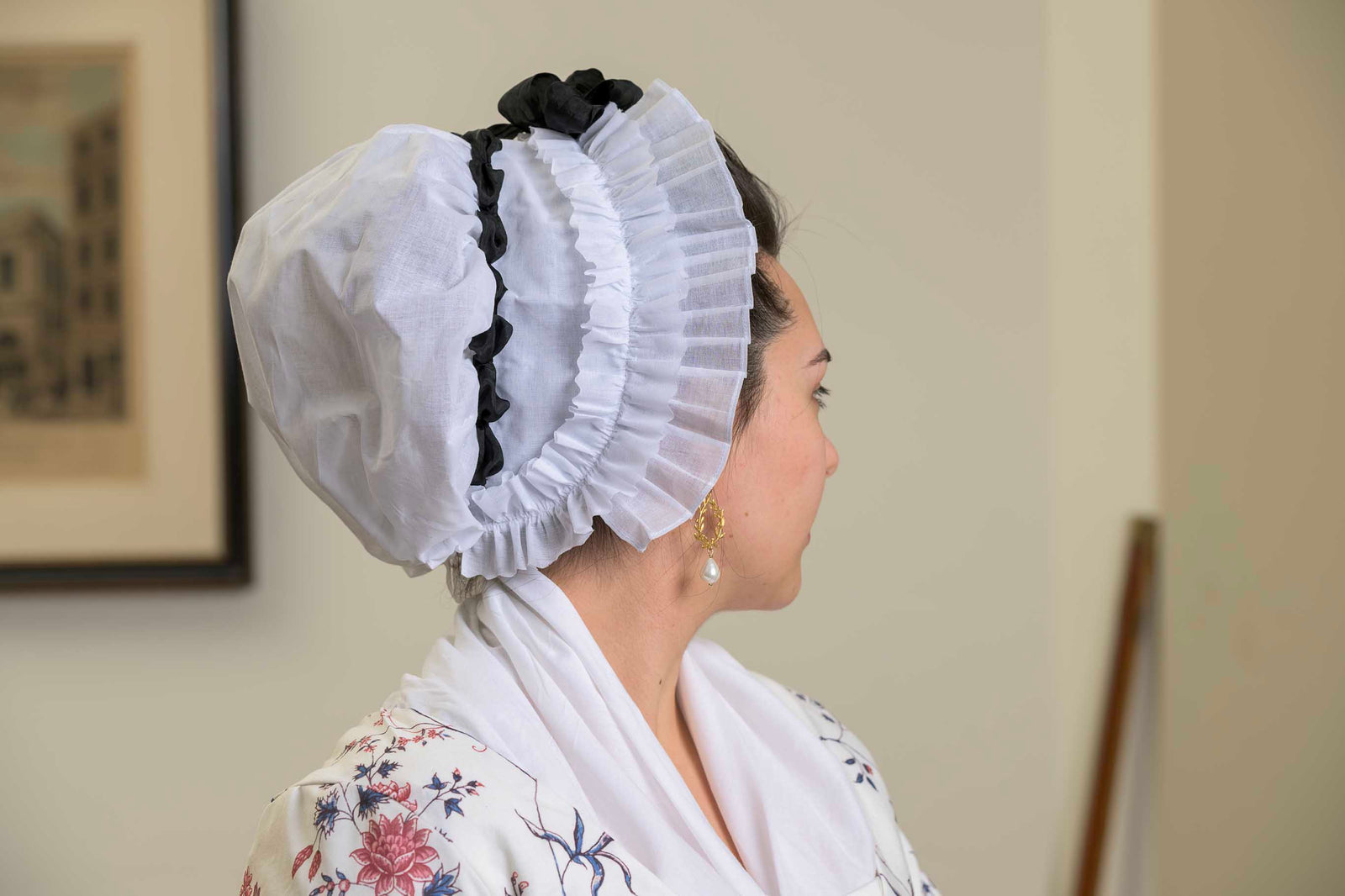Frilled Linen Organdy Cap