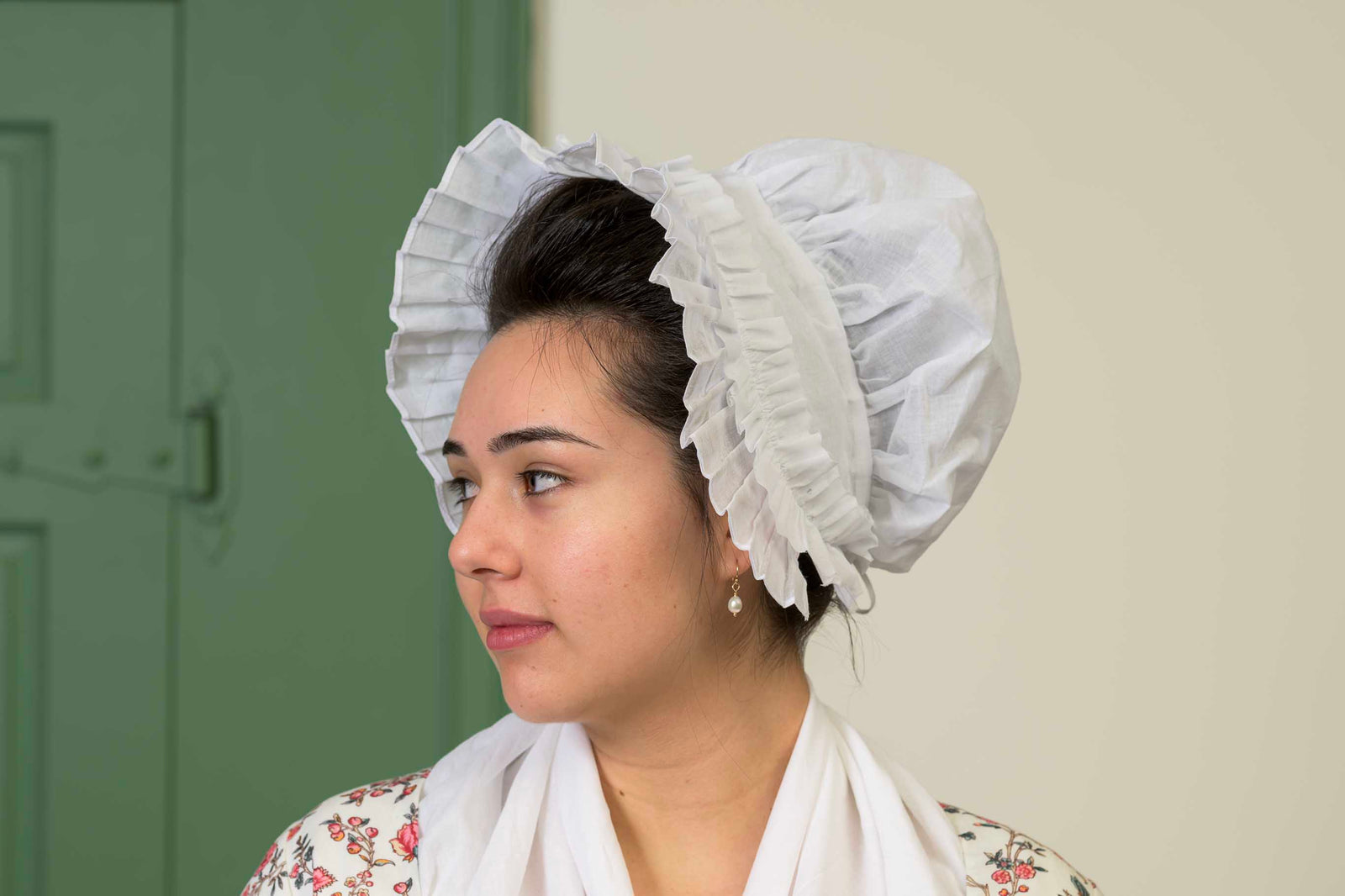 Frilled Linen Organdy Cap