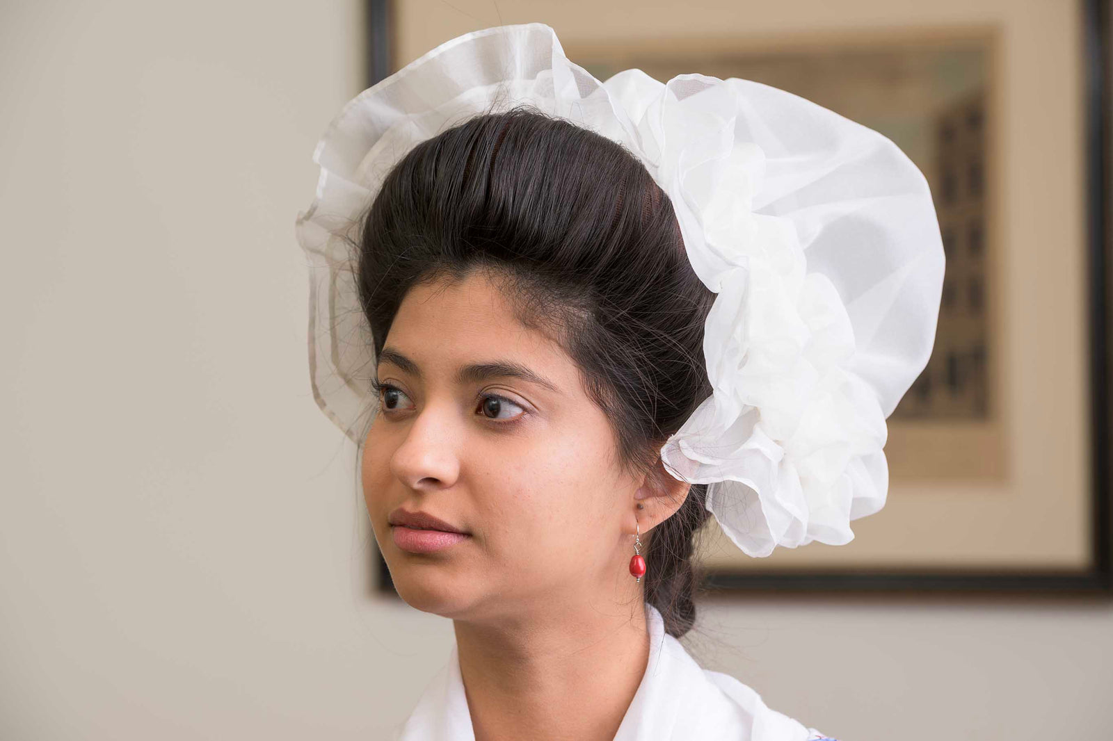 Ruffled Organza Cap