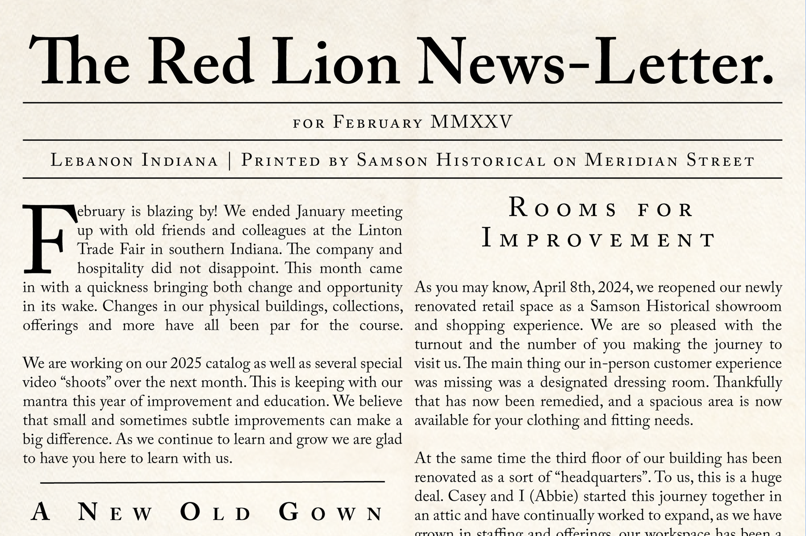 The Red Lion News-Letter - Samson Historical