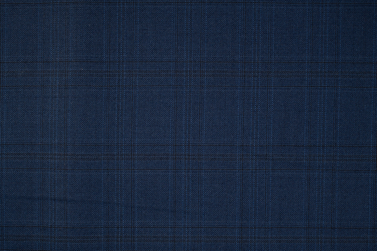 Blue Subtle Plaid Italian Wool Suiting