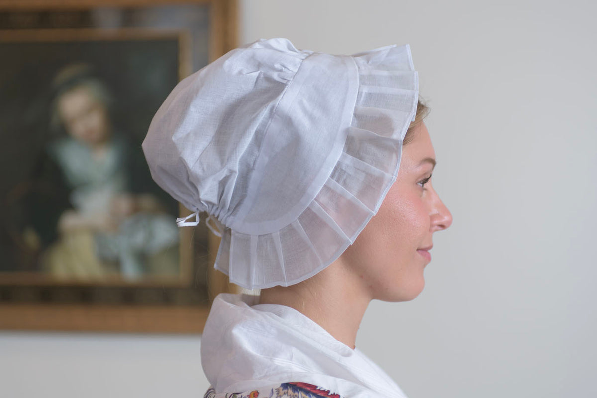 Long Pleated Linen Organdy Cap