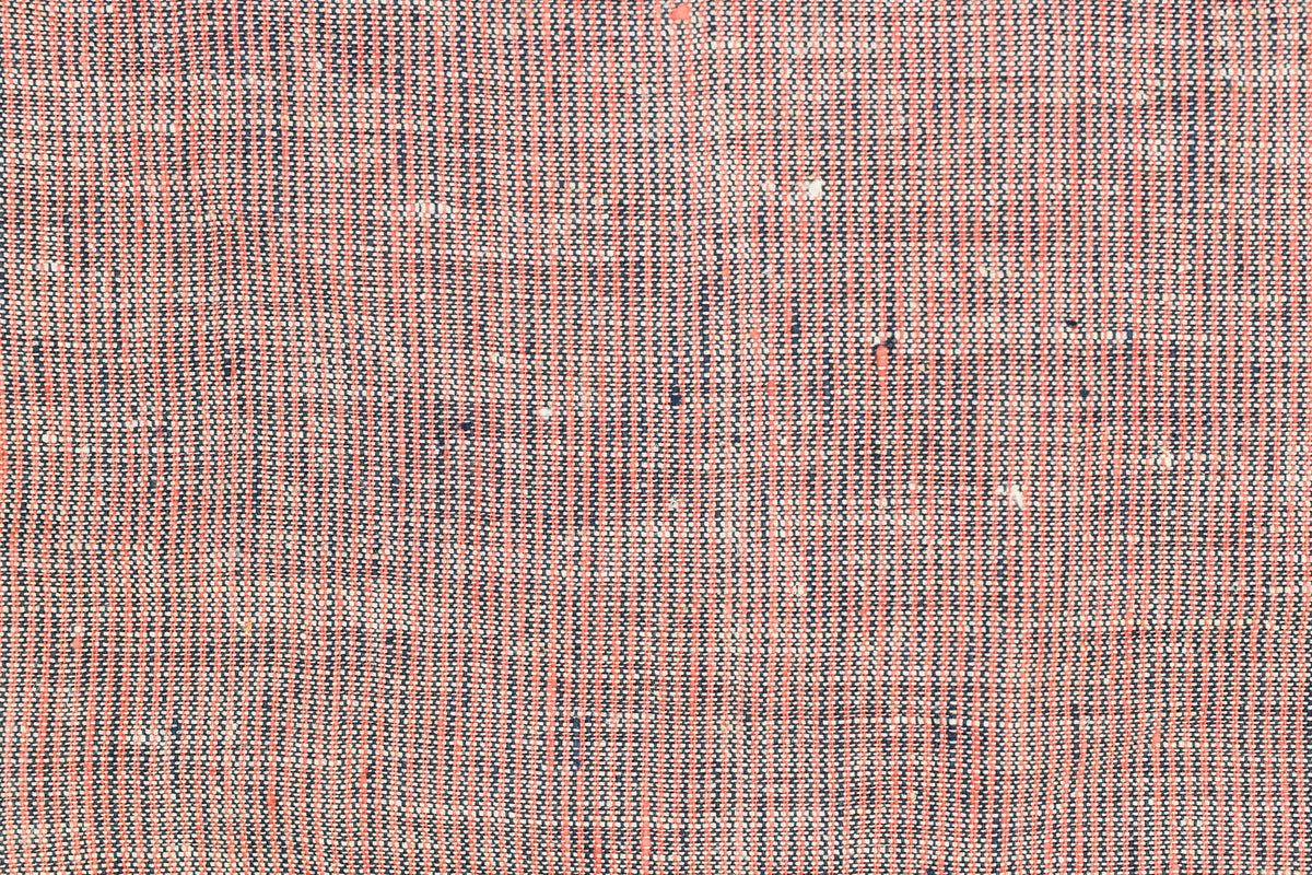 Heathered Red and Dark Navy Stripe Linen