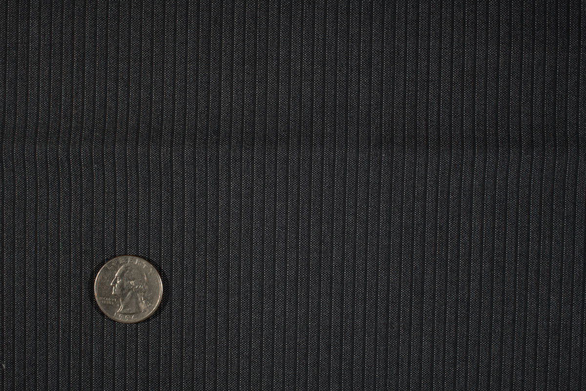 Monochrome Blue Pinstripe Italian Wool Suiting