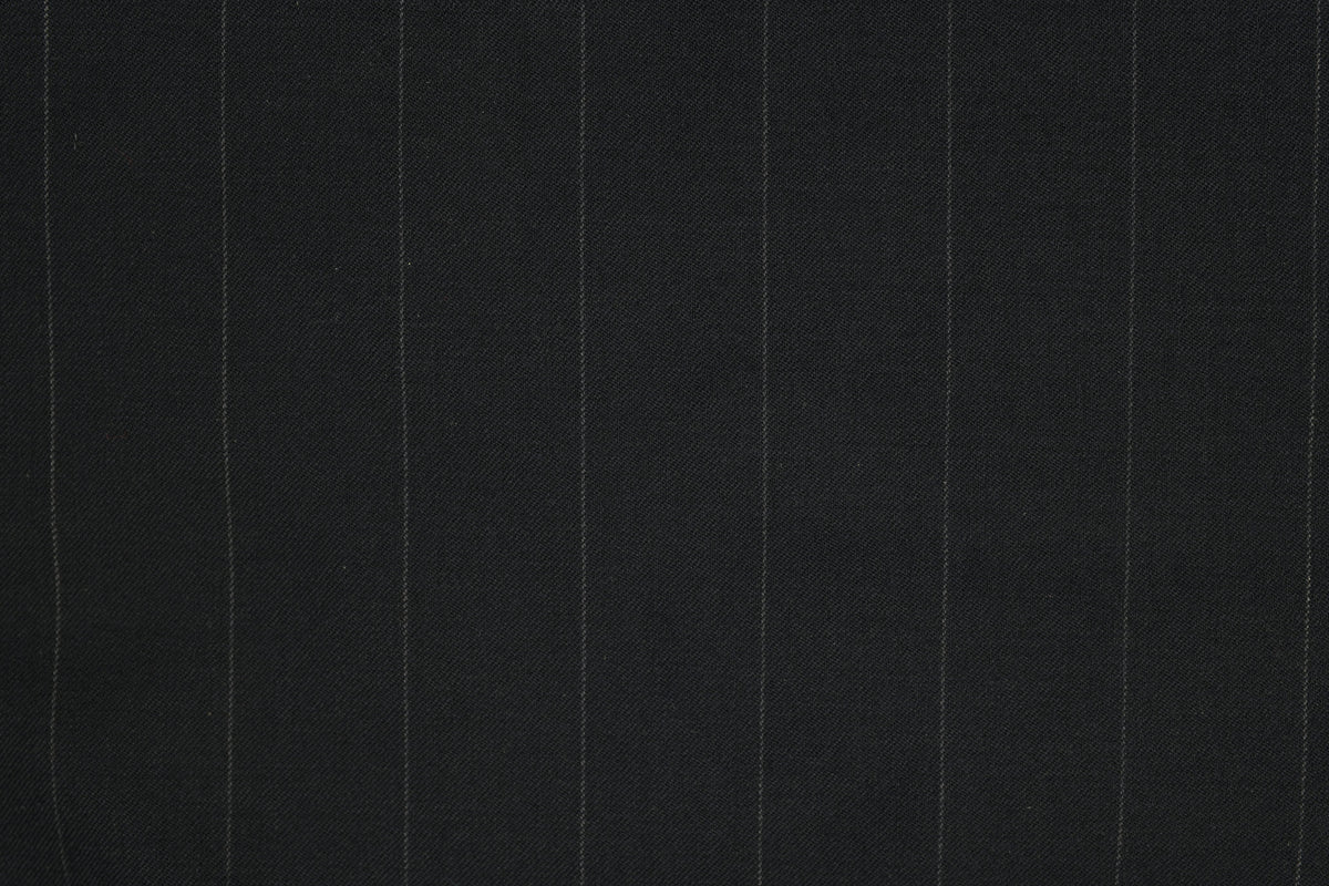 Navy Pinstriped Merino Wool Suiting