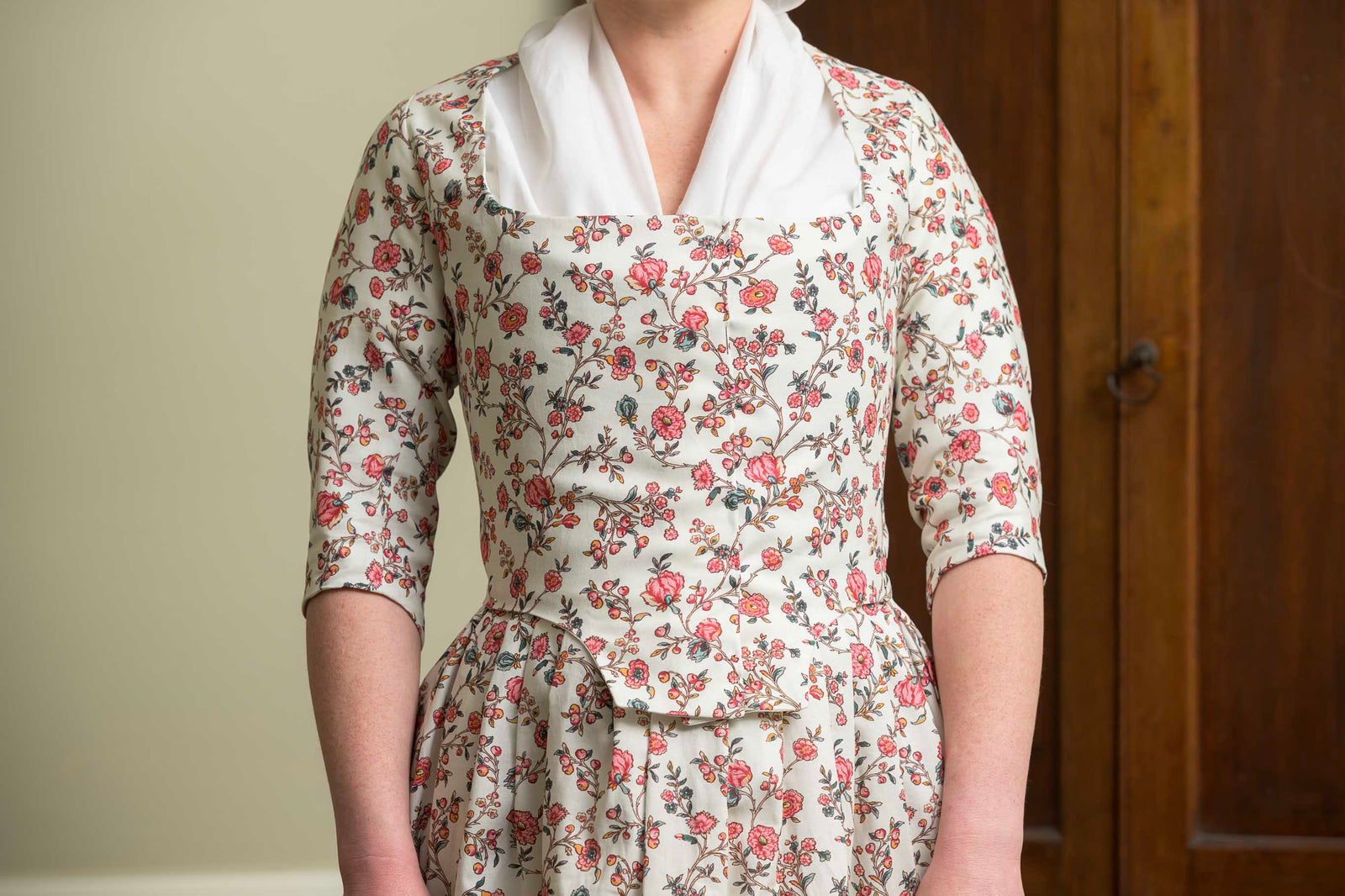 Square Front Italian Gown | Trailing Blossoms | 1770 - 1790