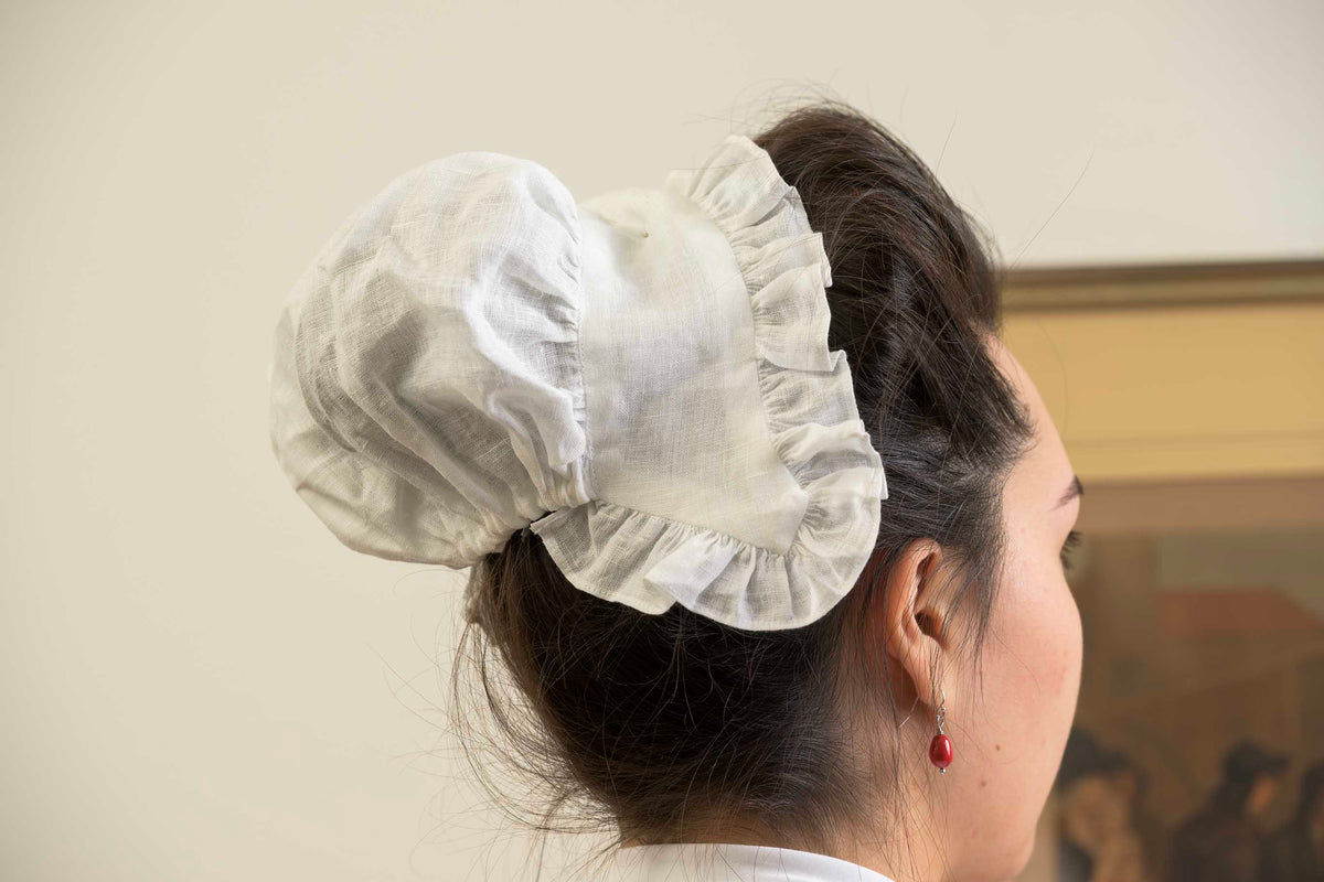 Petite casquette en lin froncé