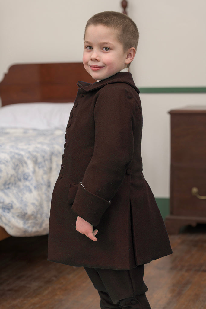 Boys Wool Frock Coat | Brown