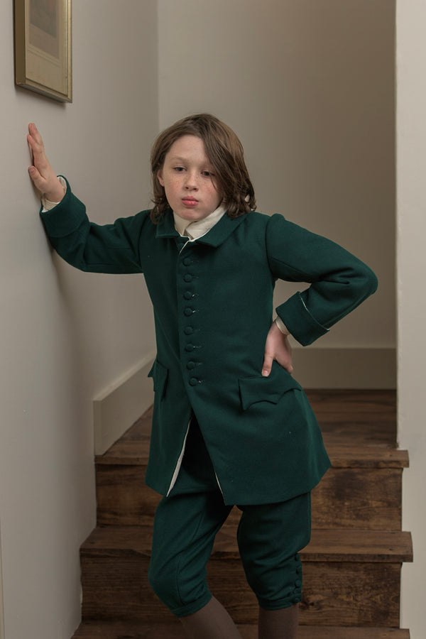 【即日発送◎】WYM LIDNM WOOL KERSEY FROCK COAT Boys Wool Frock Coat | Green - Samson Historical