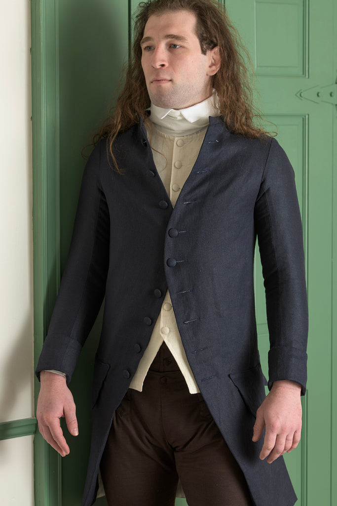 1770's Linen Frock Coat - Short Collar | Navy 1770's Linen Frock Coat - Short Collar | Navy