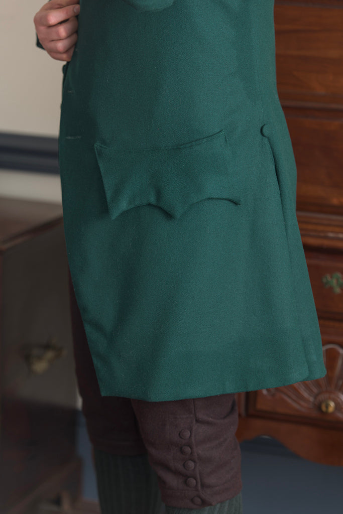 1770's Woolen Frock Coat - Short Collar | Green