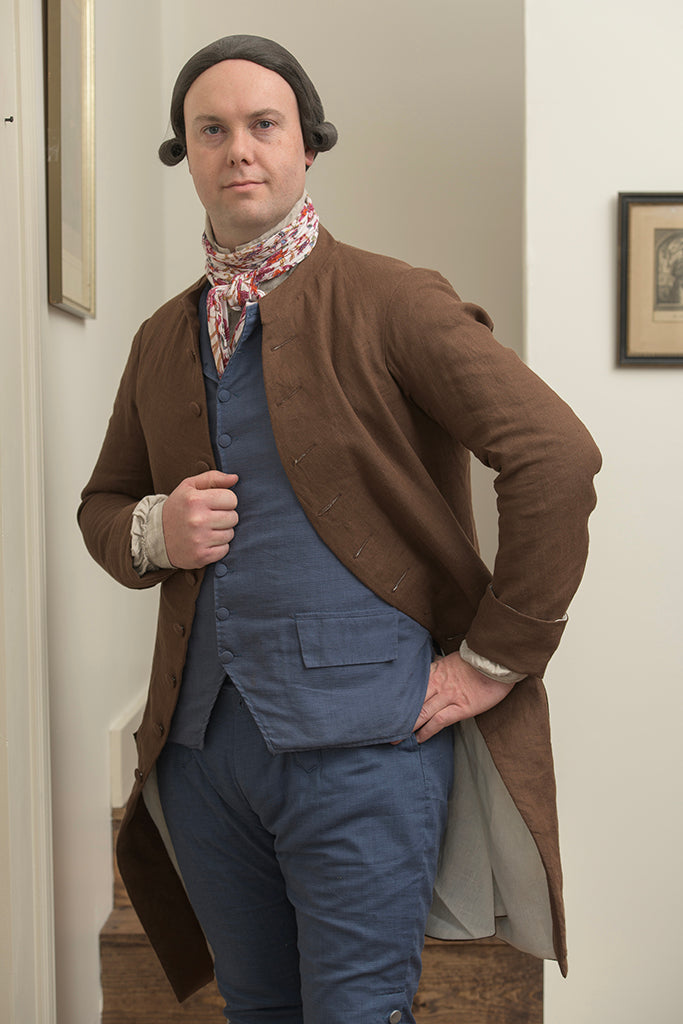 1770's Linen Frock Coat - Short Collar | Brown 1770's Linen Frock Coat - Short Collar | Brown