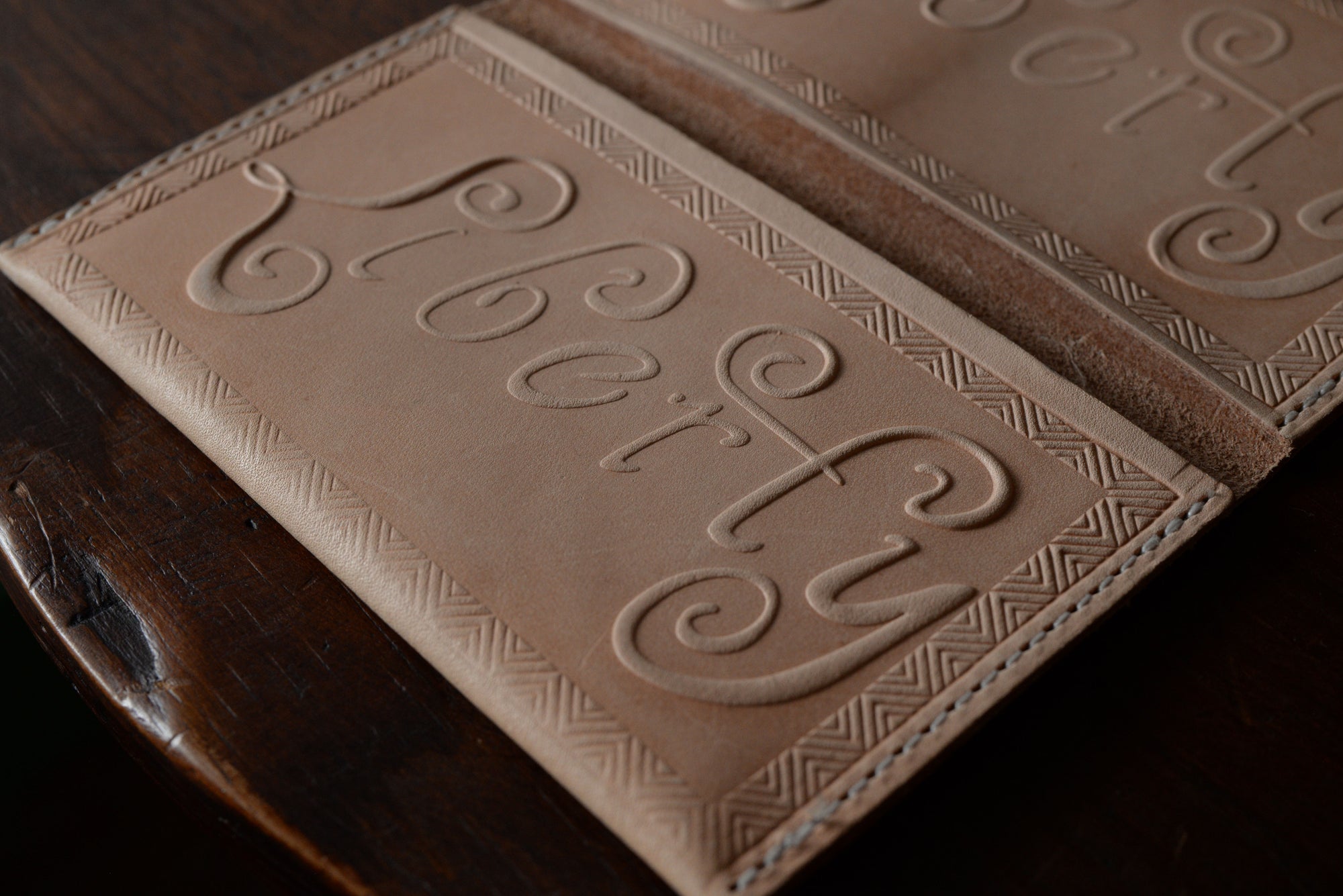 Script Font 18th Century Leather Liberty Wallet 