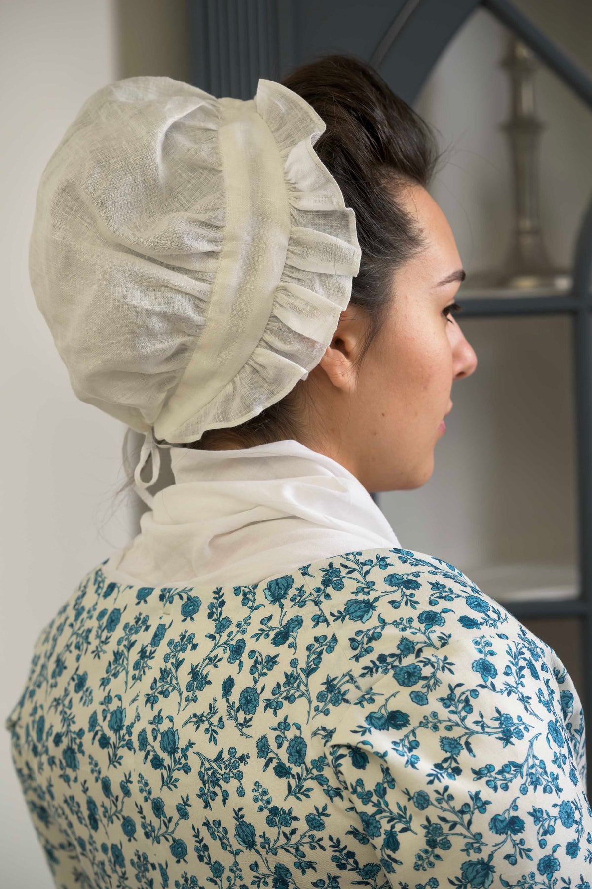 Ruffled Linen Cap