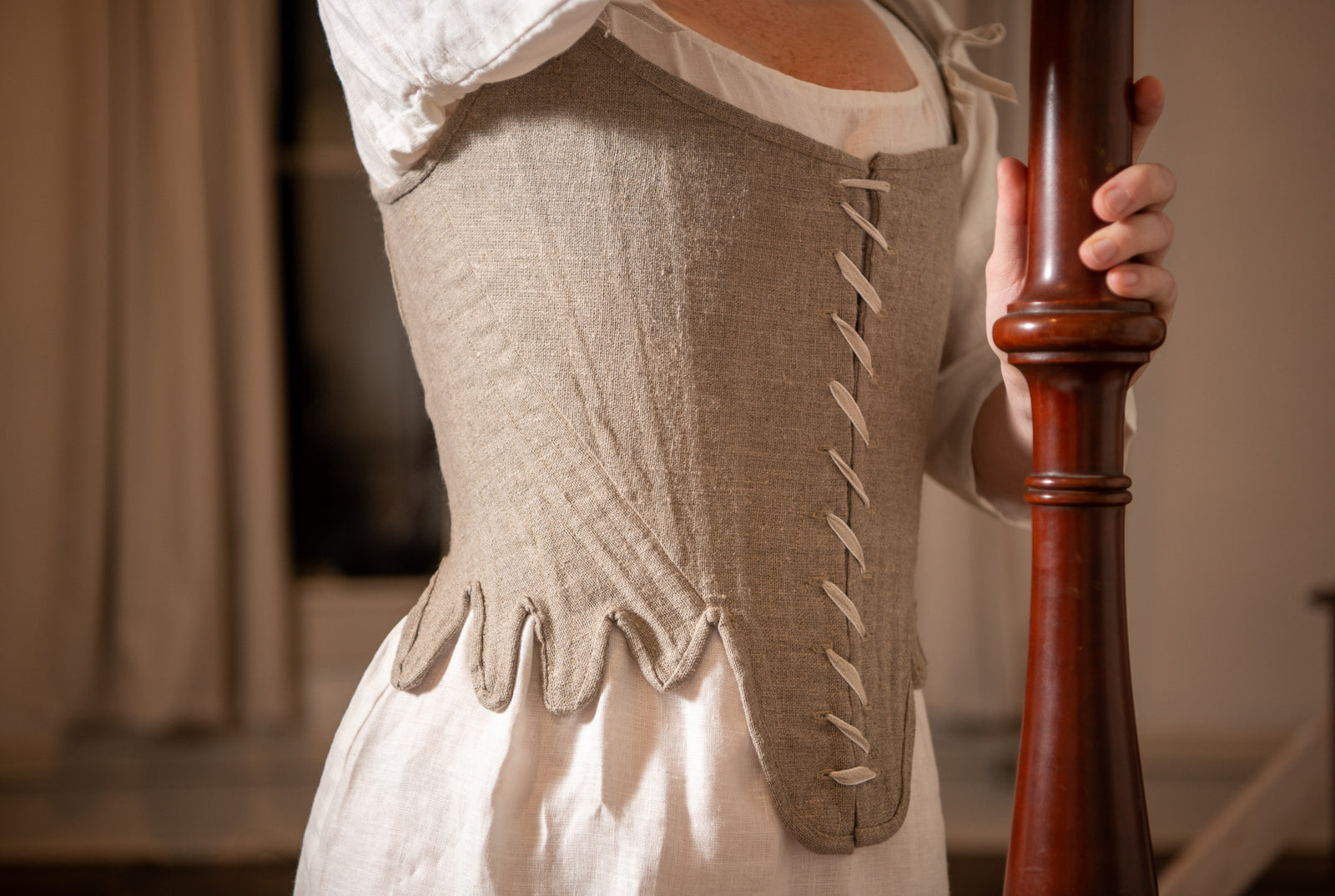 Séjours en lin à laçage sur le devant 