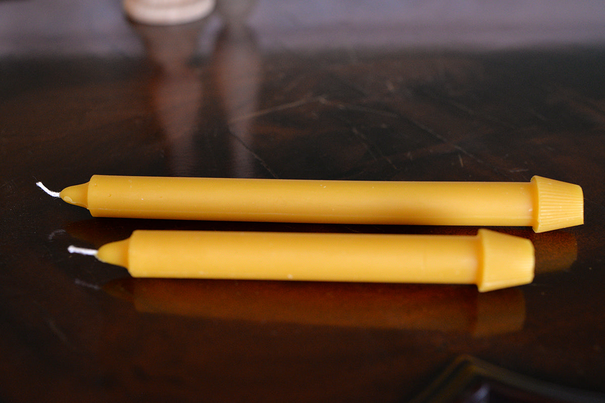 6 inch and 9 inch beeswax candles from Samson Historical
