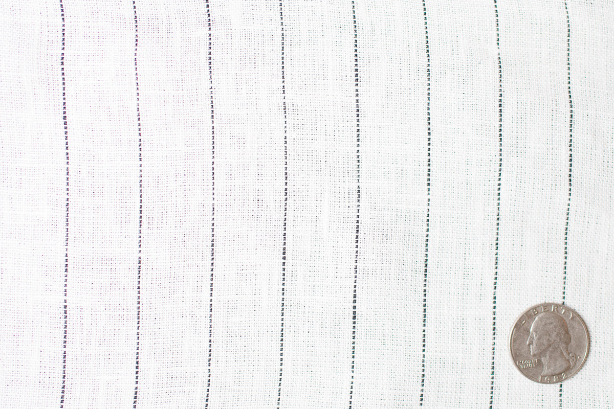 White with Woven Black Stripe Linen
