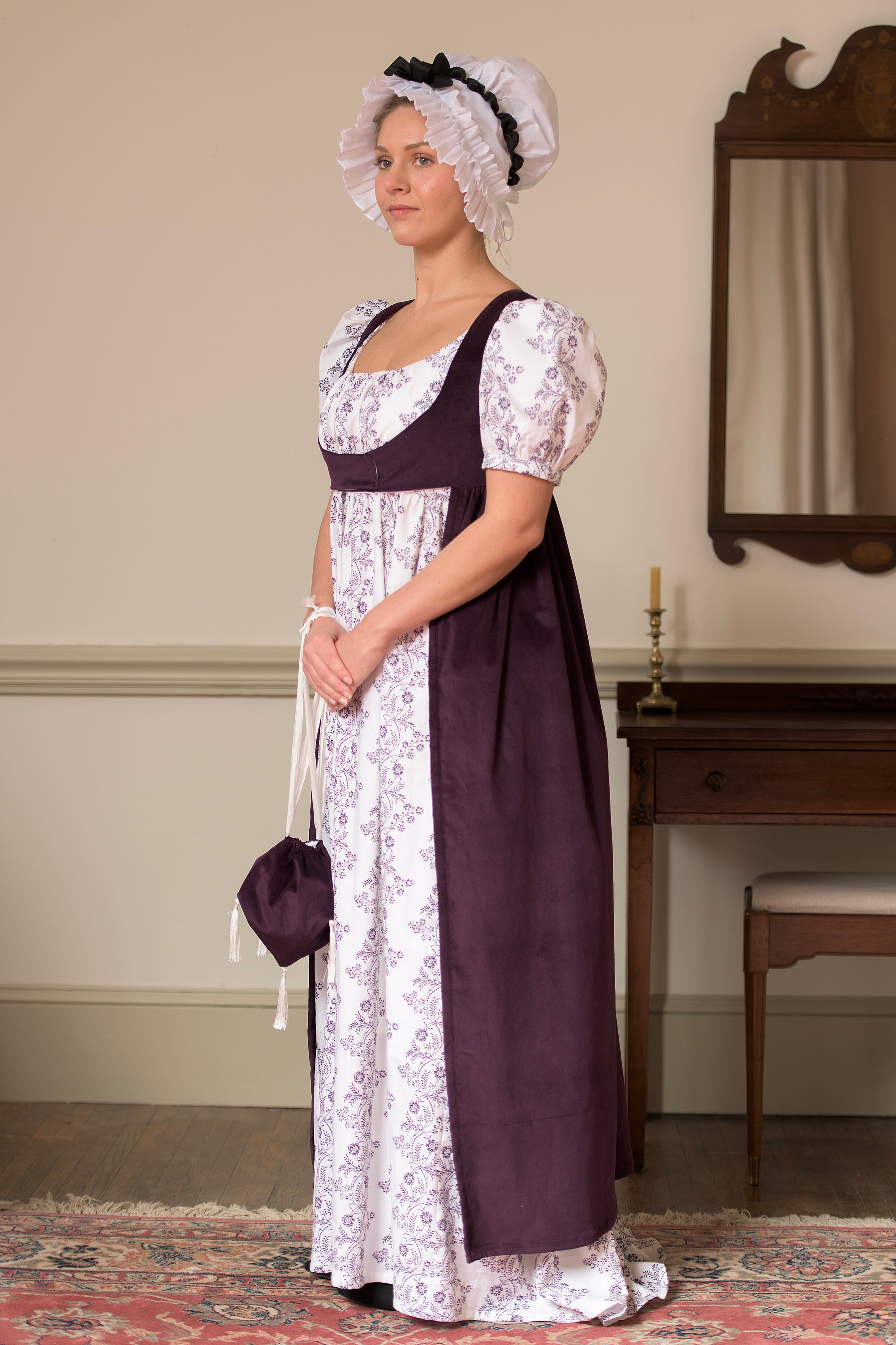 Ope Robe Cotton Velvet Open Robe | Plum - Samson Historical