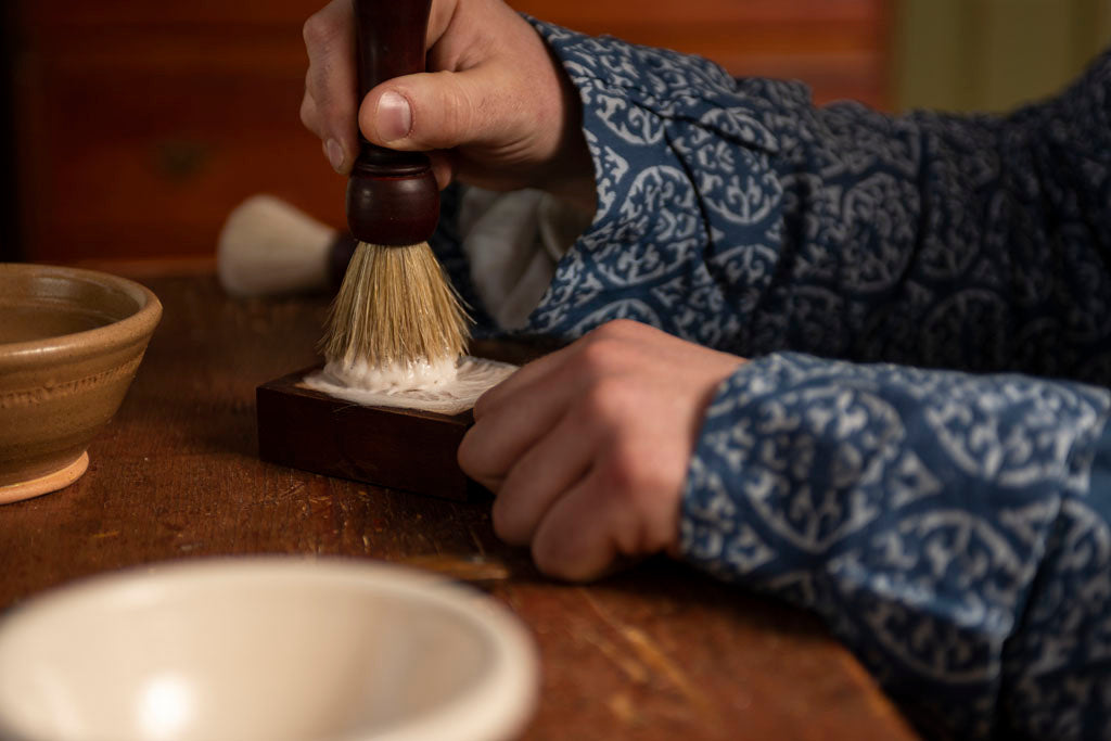 Boar Bristle Shaving Brush used with Soap Block from Samson Historical