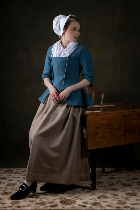 18th Century Women&#39;s Jacket by Samson Historical - Blue Linen Provincial