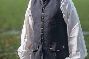 Navy colored 1760's Waistcoat from Samson Historical.
