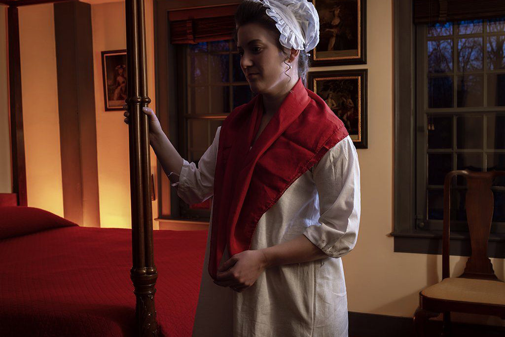 18th Century Linen Cotton Shift and silk scarf from Samson Historical