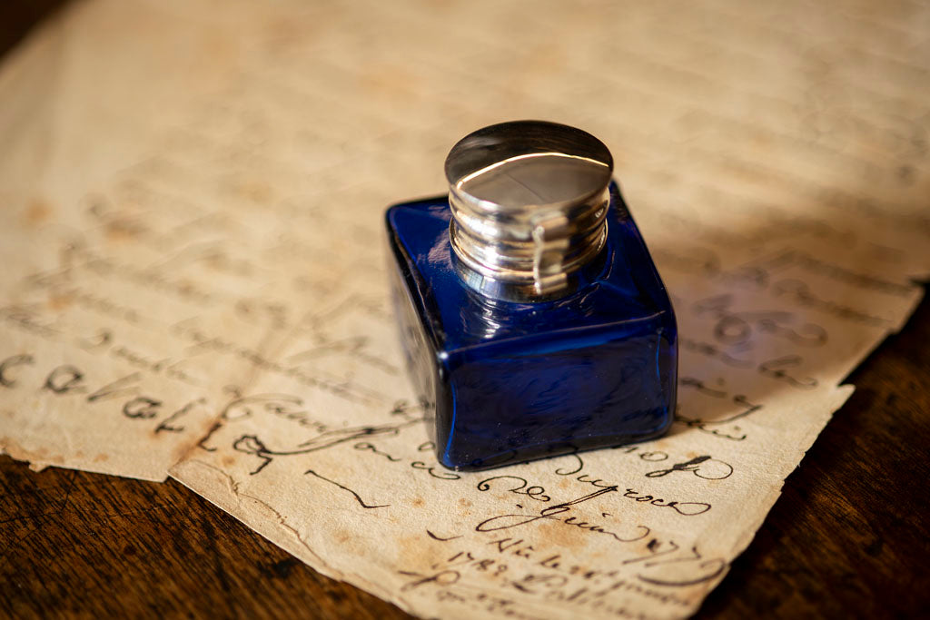 Blue Square Inkwell - Samson Historical