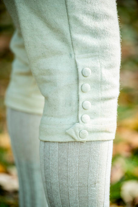 Button Details on 18th Century White Wool Breeches from Samson Historical