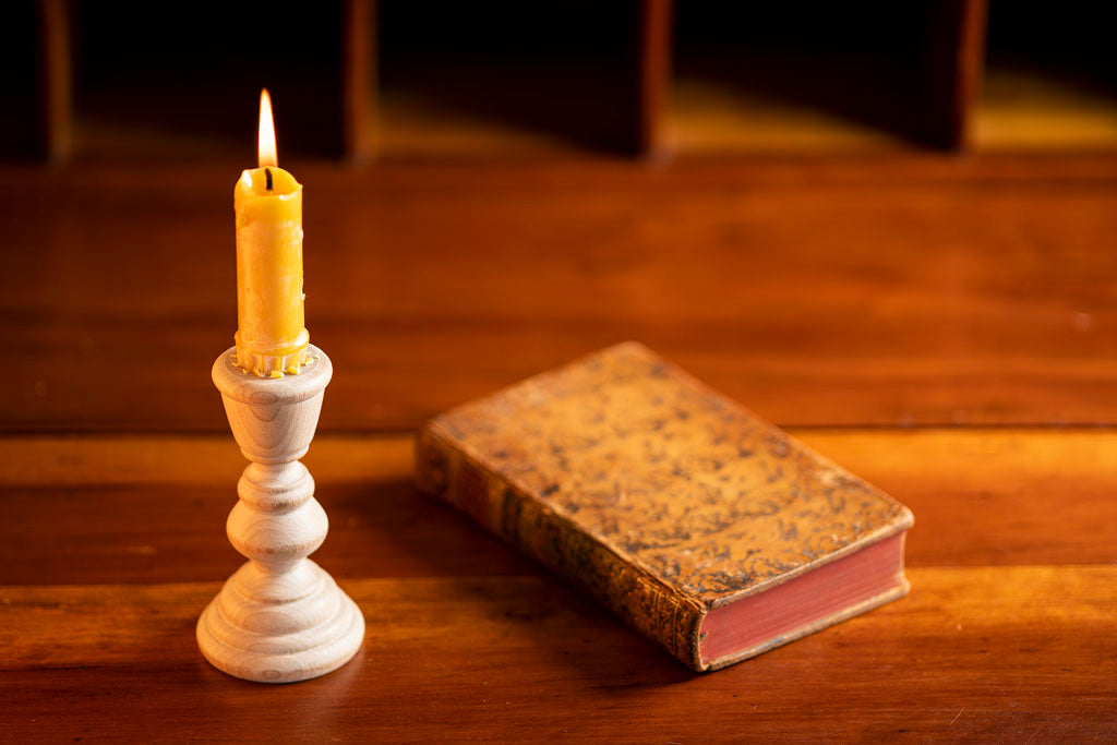 18th Century Natural Wooden Candle Sticks