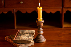 18th Century Stained Wooden Candlesticks