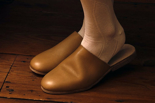 Low Heeled Leather Mules - Samson Historical