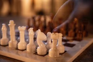 18th Century Brown and White Marble Chess Set