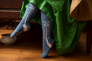 18th Century Clocked Stockings in blue and white from Samson Historical