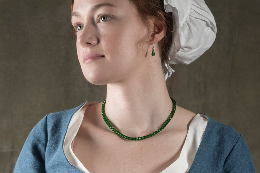 18th Century Emerald Glass Necklace from Samson Historical