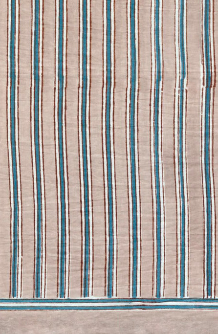 Hand Printed Scarf in Grey Stripe Pattern