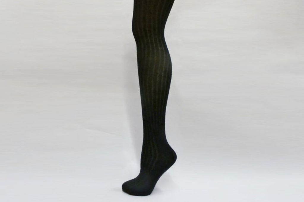 18th Century Stockings from Samson Historical - Black Ribbed Wool