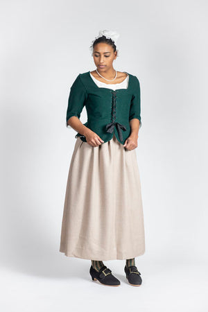 18th Century Women's Jacket from Samson Historical - Green Wool Fanfare