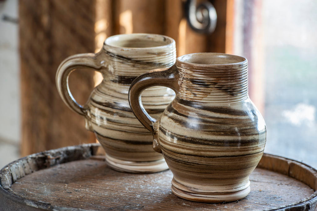 18th Century Agateware Bellied Mugs