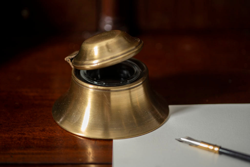 18th Century Historic Brass Inkwell from Samson Historical