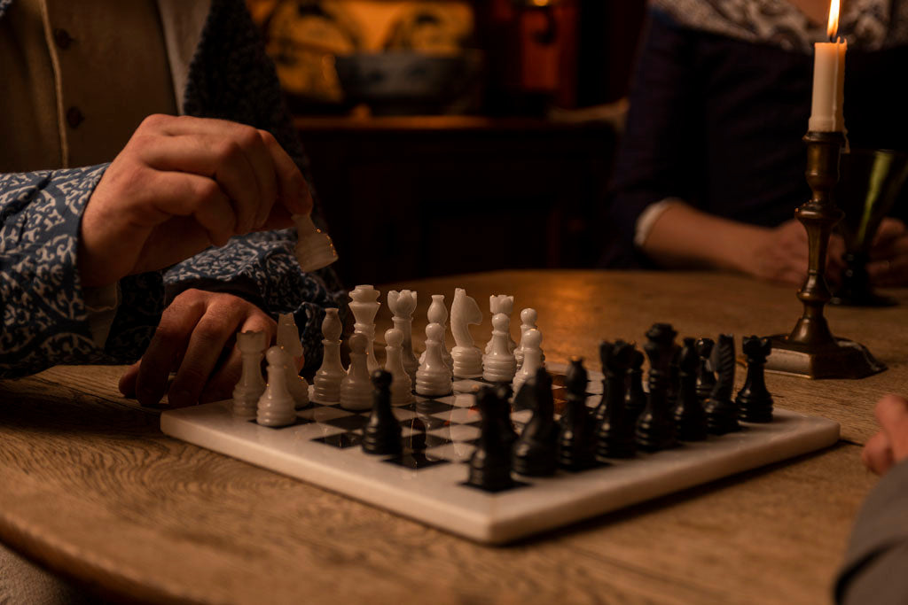 18th Century Black &amp; White Marble Chess Set from Samson Historical