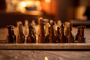 Brown & Tan Marble Chess Set