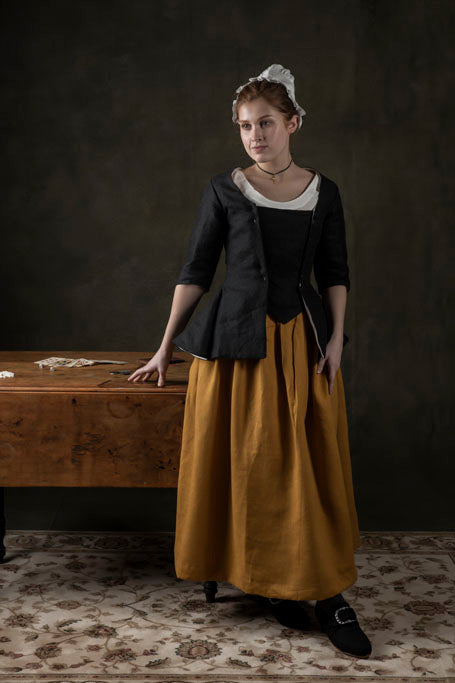 18th Century Women's Jacket from Samson Historical - Black Linen Provincial