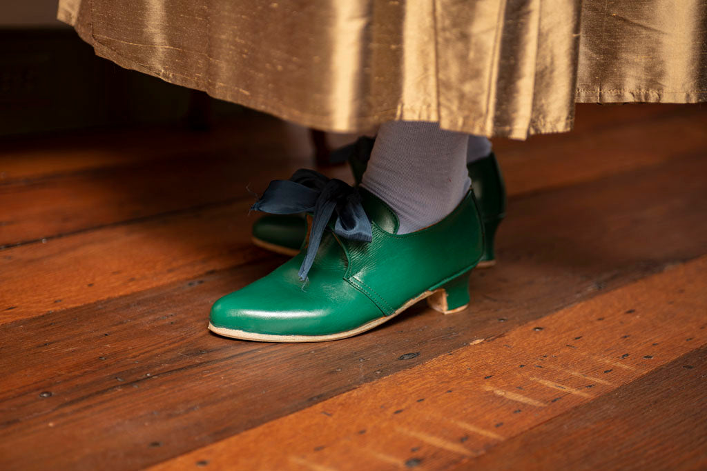 18th Century Buckle Shoes - Dido Belle's Green Leather Shoes