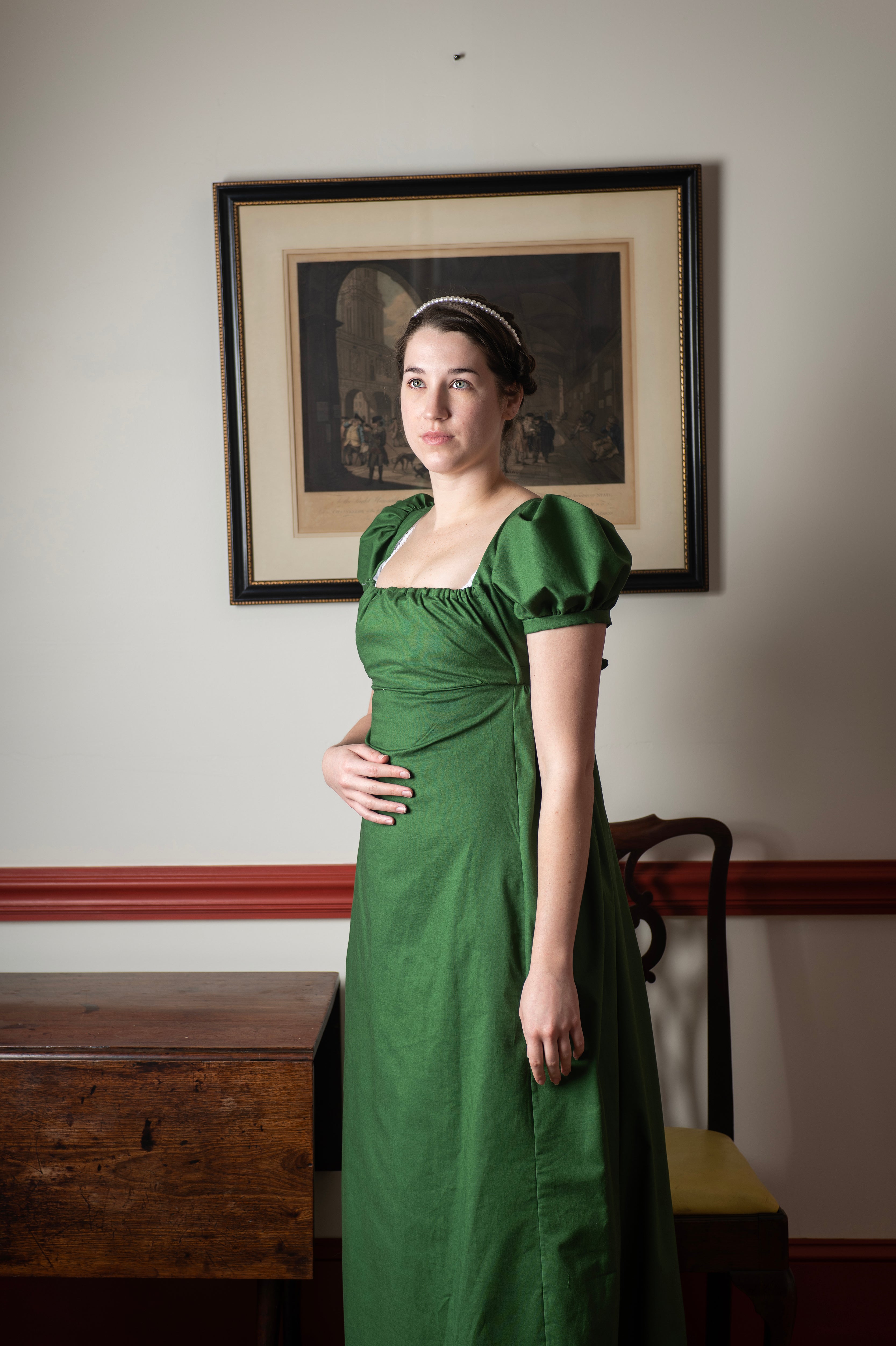 Emerald Green Short Sleeve | Regency Gown - Samson Historical Emerald Green Short Sleeve | Regency Gown - Samson Historical