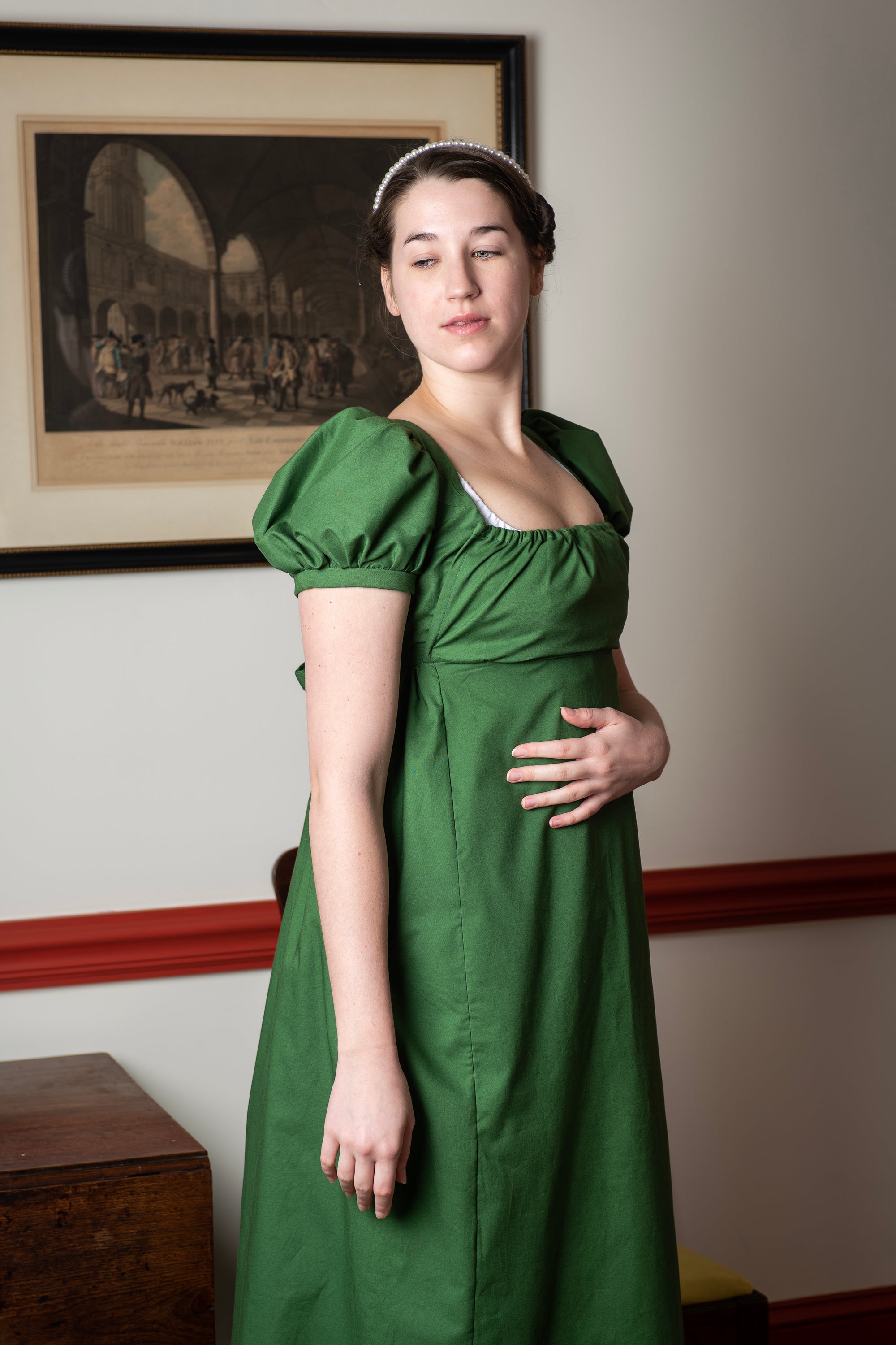 Emerald Green Short Sleeve | Regency Gown - Samson Historical Emerald Green Short Sleeve | Regency Gown - Samson Historical