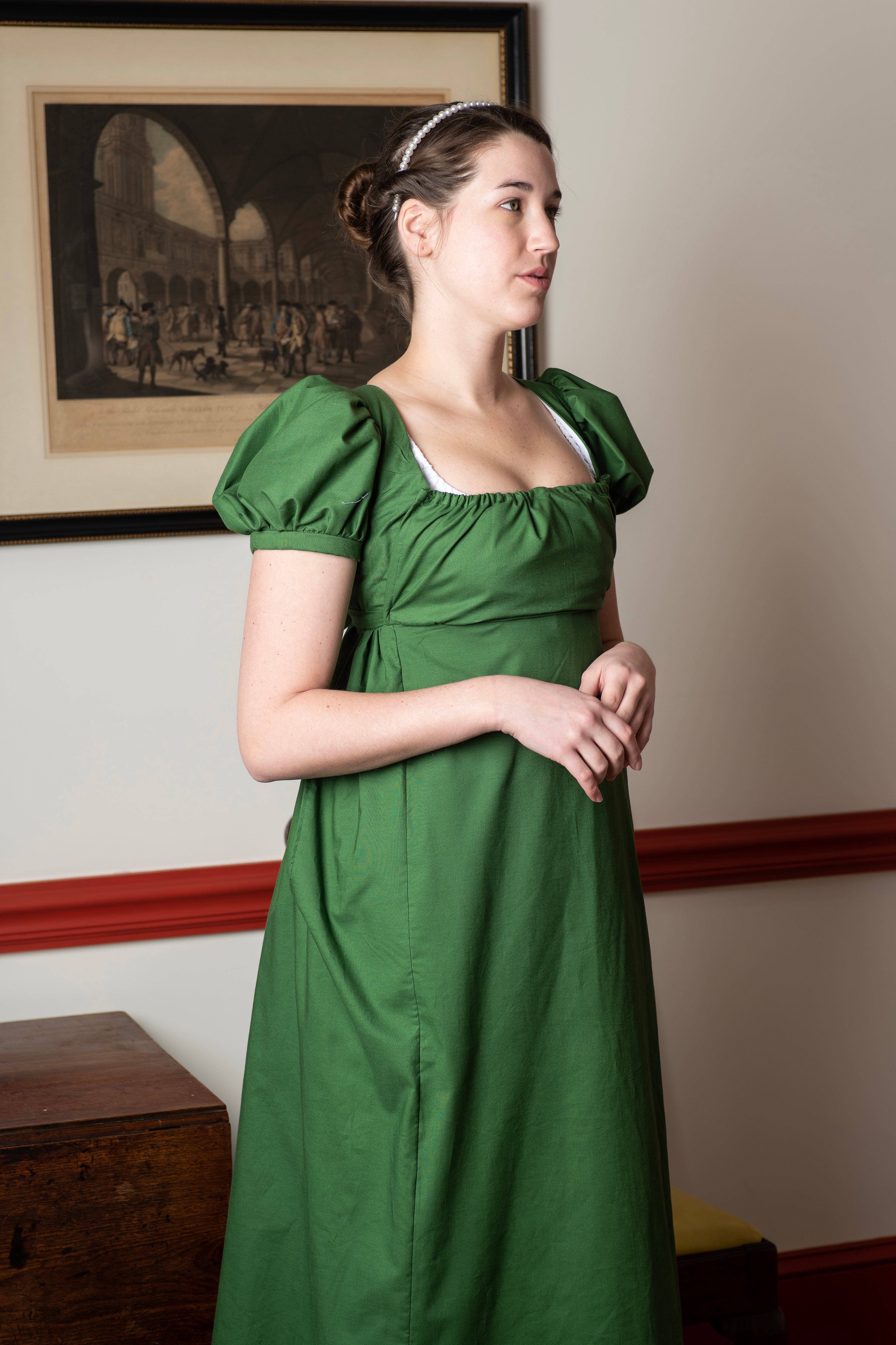 Emerald Green Short Sleeve | Regency Gown - Samson Historical Emerald Green Short Sleeve | Regency Gown - Samson Historical