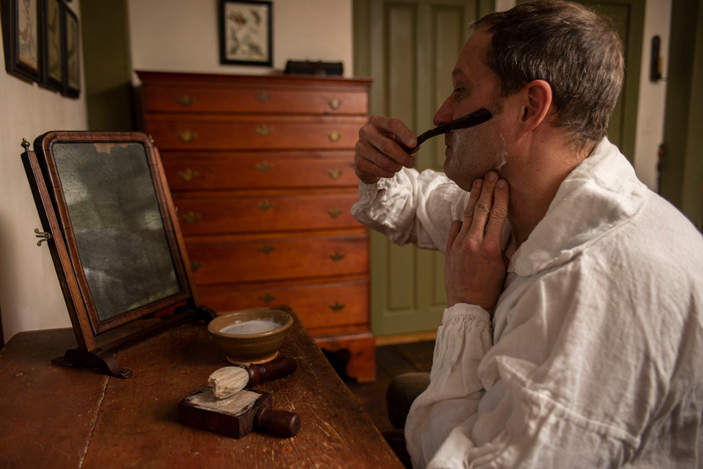 Shaving with 18th Century Folding Razor from Samson Historical