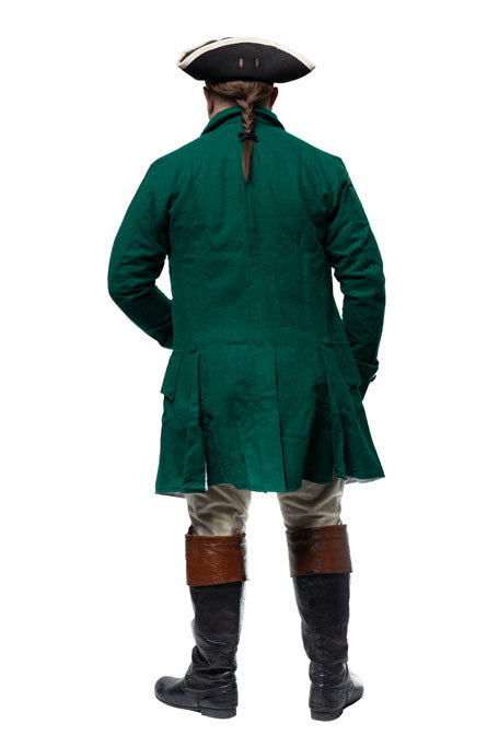 Green 18th Century Frock Coat back view