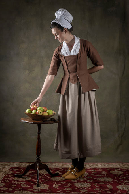 18th Century Women&#39;s Jacket from Samson Historical - Brown Linen Provincial